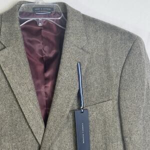 Tommy Hilfiger Men’s Wool Blend Blazer 44R Olive Green Herringbone Elbow Patches